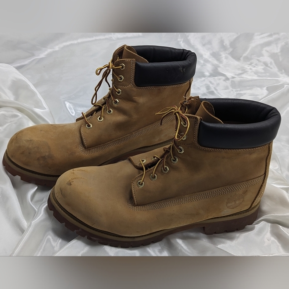 Timberland Men’s 17 Wide Big and Tall Light Brown Leather Lace Up Work Boots - Picture 3 of 12